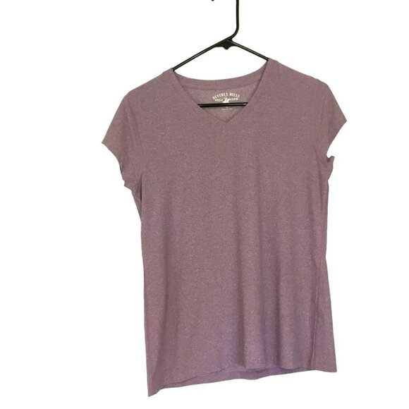 Beverly Hills Polo Club Cap Sleeve Tee Women's Medium V-Neck Pullover Lavender - Picture 1 of 8